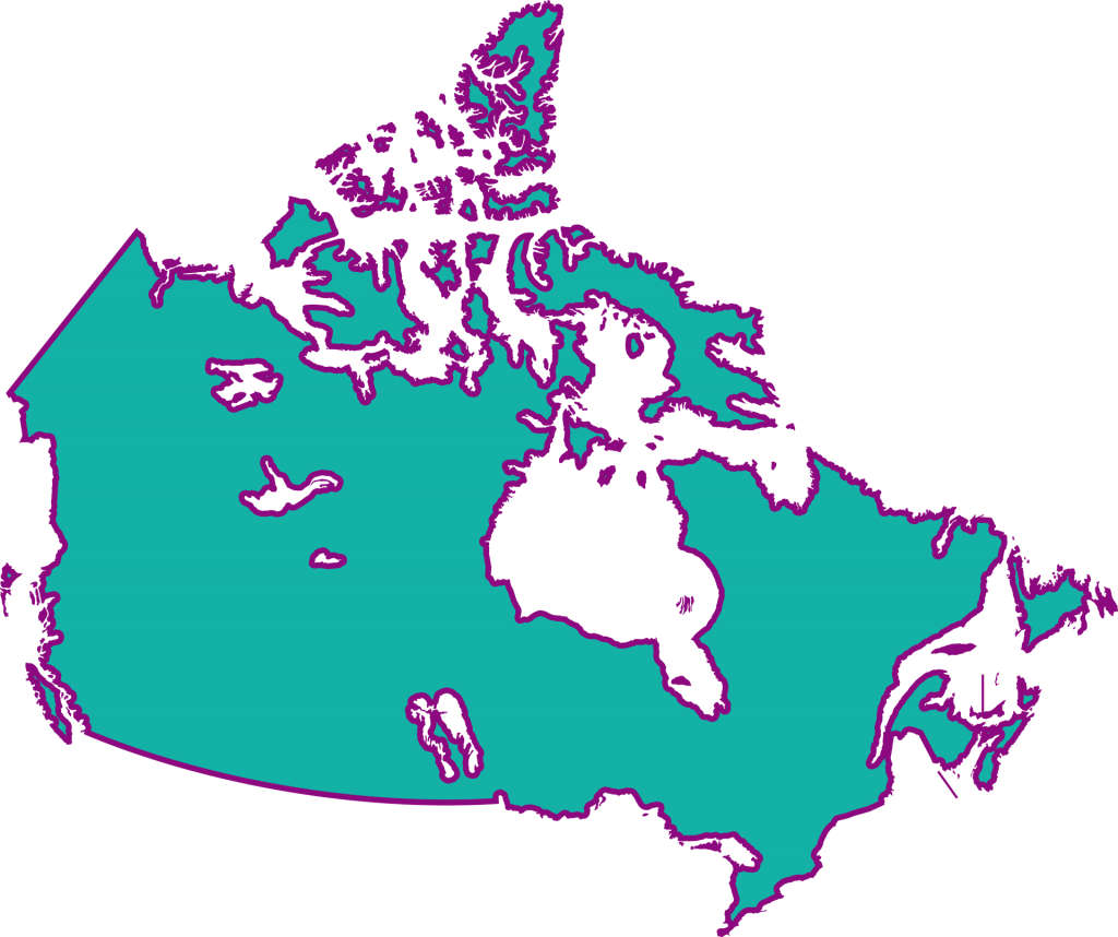 Map of Canada in blue